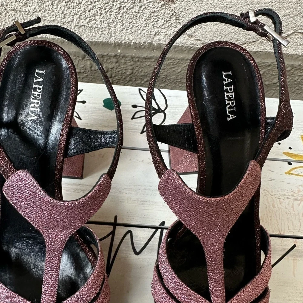 LA PERLA Glitter Platform Sandals size 7